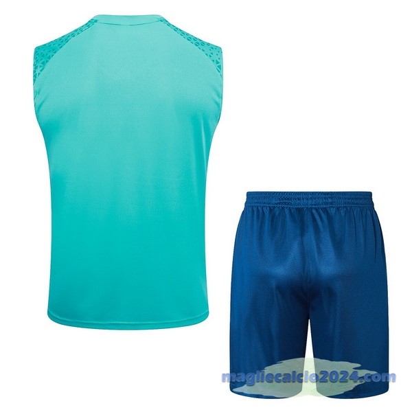 Entrenamiento Senza Maniche Set Completo Marsella 2023 2024 Verde Blu Poco Prezzo