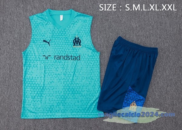 Entrenamiento Senza Maniche Set Completo Marsella 2023 2024 Verde Blu Poco Prezzo