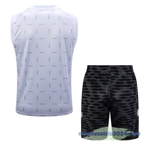 Entrenamiento Senza Maniche Set Completo Paris Saint Germain 2023 2024 Bianco Nero Rosa Poco Prezzo