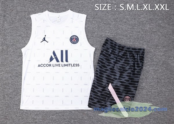 Entrenamiento Senza Maniche Set Completo Paris Saint Germain 2023 2024 Bianco Nero Rosa Poco Prezzo