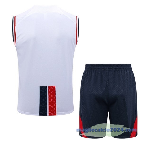 Entrenamiento Senza Maniche Set Completo Paris Saint Germain 2023 2024 Bianco Rosso Blu Poco Prezzo