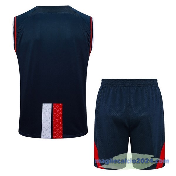 Entrenamiento Senza Maniche Set Completo Paris Saint Germain 2023 2024 Blu Navy Rosso Bianco Poco Prezzo