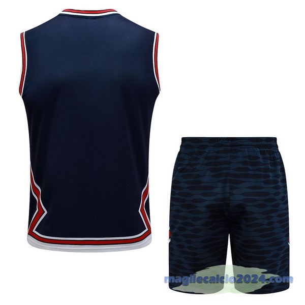Entrenamiento Senza Maniche Set Completo Paris Saint Germain 2023 2024 Blu Navy Rosso Poco Prezzo