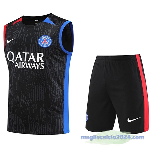 Entrenamiento Senza Maniche Set Completo Paris Saint Germain 2023 2024 Grigio Rosso Blu Poco Prezzo
