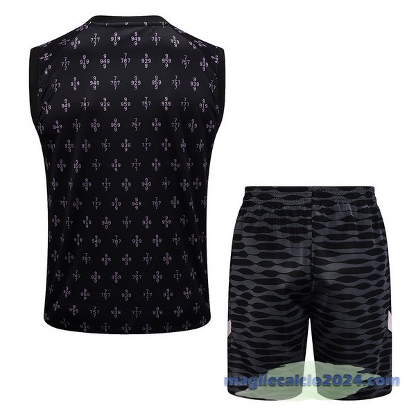 Entrenamiento Senza Maniche Set Completo Paris Saint Germain 2023 2024 Nero Rosa Bianco Poco Prezzo