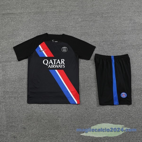 Entrenamiento Senza Maniche Set Completo Paris Saint Germain 2023 2024 Nero Rosso Blu Poco Prezzo