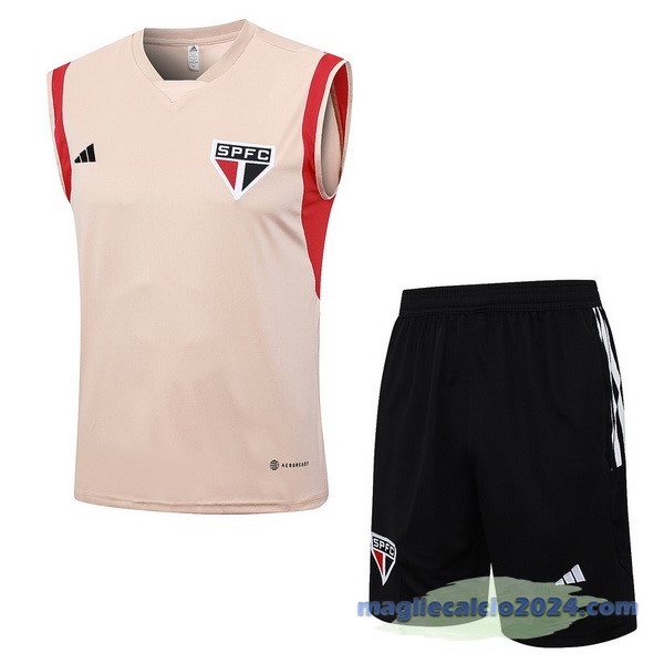 Entrenamiento Senza Maniche Set Completo São Paulo 2023 2024 Giallo Arancione Poco Prezzo