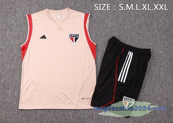 Entrenamiento Senza Maniche Set Completo São Paulo 2023 2024 Giallo Arancione Poco Prezzo