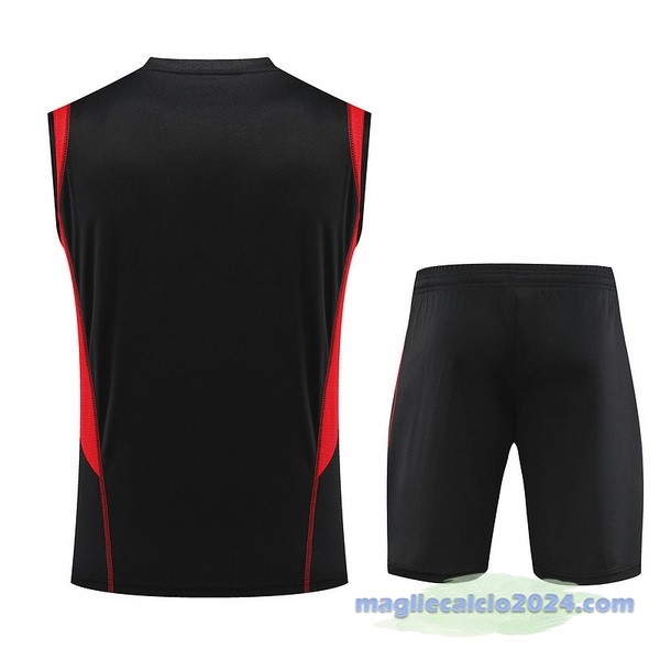 Entrenamiento Senza Maniche Set Completo São Paulo 2023 2024 Nero Rosso Poco Prezzo