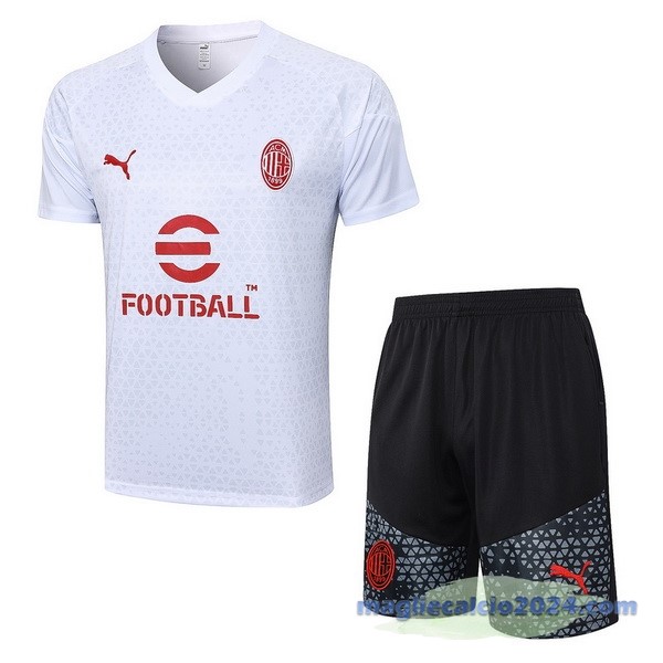 Entrenamiento Set Completo AC Milan 2023 2024 Bianco Nero Rosso Poco Prezzo