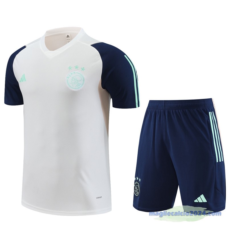 Entrenamiento Set Completo Bambino Ajax 2023 2024 Bianco Verde Blu Poco Prezzo