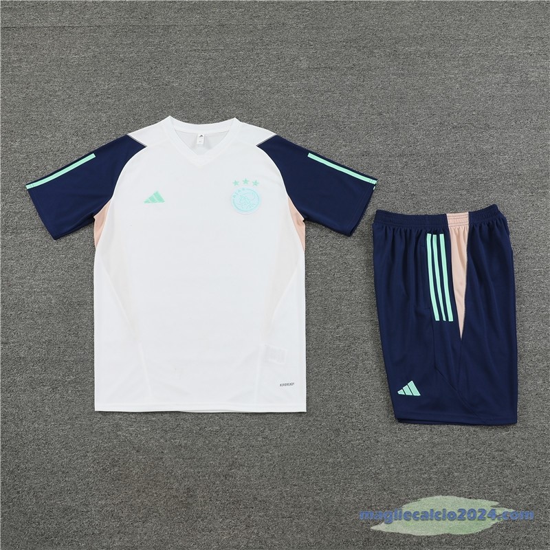 Entrenamiento Set Completo Bambino Ajax 2023 2024 Bianco Verde Blu Poco Prezzo