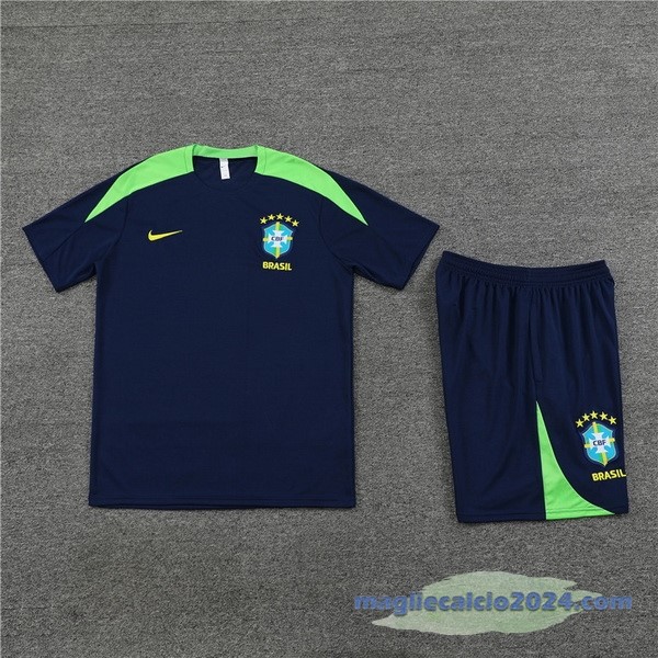 Entrenamiento Set Completo Bambino Brasile 2024 Blu Navy Verde Poco Prezzo