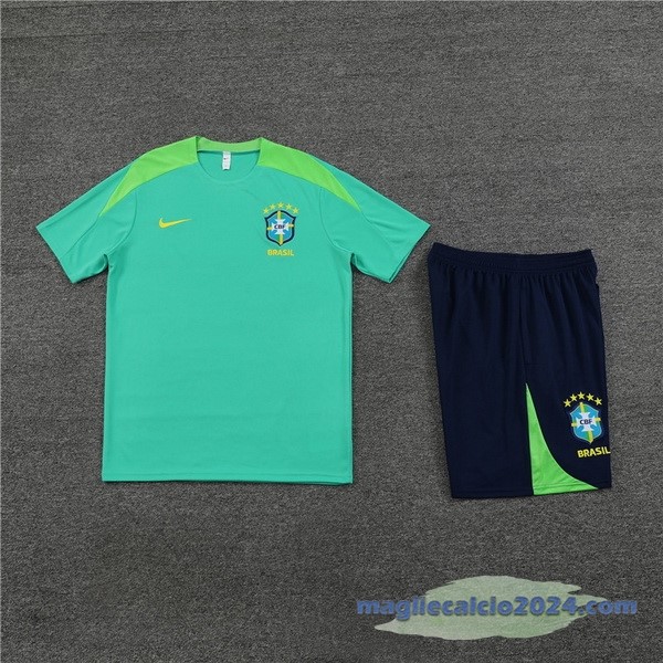 Entrenamiento Set Completo Bambino Brasile 2024 Verde Blu Poco Prezzo