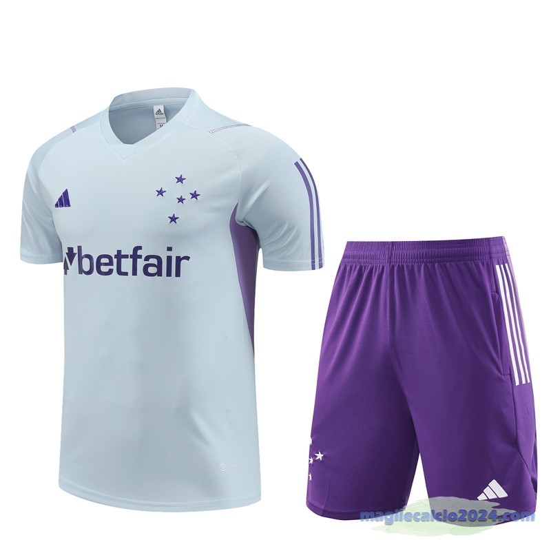 Entrenamiento Set Completo Bambino Cruzeiro 2023 2024 Grigio Purpureo Poco Prezzo