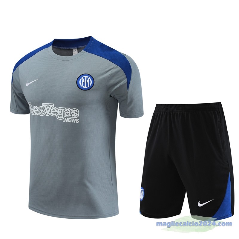 Entrenamiento Set Completo Bambino Inter Milán 2023 2024 Grigio Nero Blu Poco Prezzo