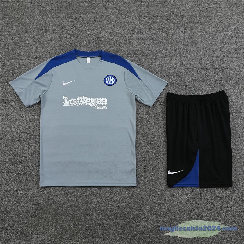 Entrenamiento Set Completo Bambino Inter Milán 2023 2024 Grigio Nero Blu Poco Prezzo