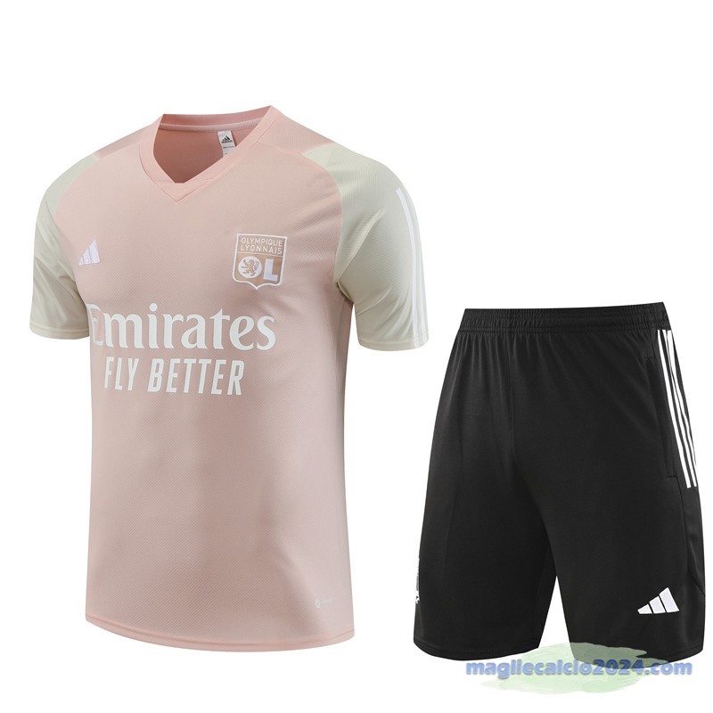 Entrenamiento Set Completo Bambino Lyon 2023 2024 Rosa Nero Poco Prezzo