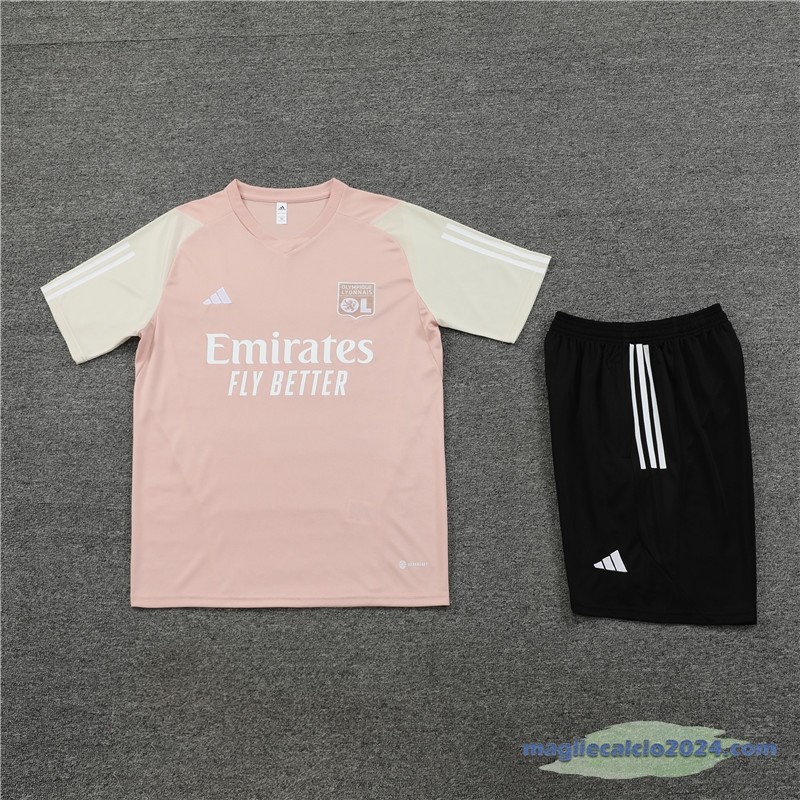 Entrenamiento Set Completo Bambino Lyon 2023 2024 Rosa Nero Poco Prezzo