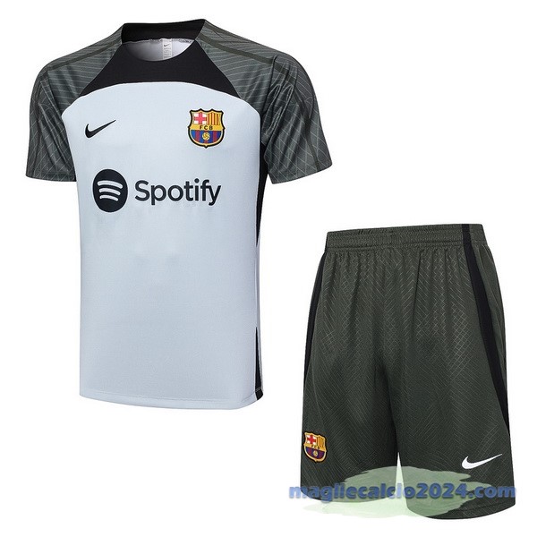 Entrenamiento Set Completo Barcelona 2023 2024 Grigio Luce Verde Poco Prezzo