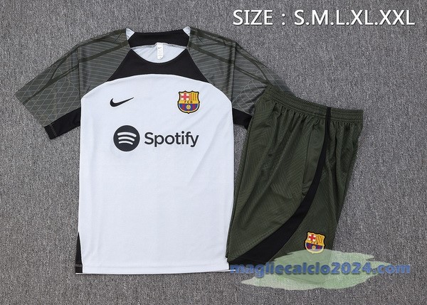 Entrenamiento Set Completo Barcelona 2023 2024 Grigio Luce Verde Poco Prezzo