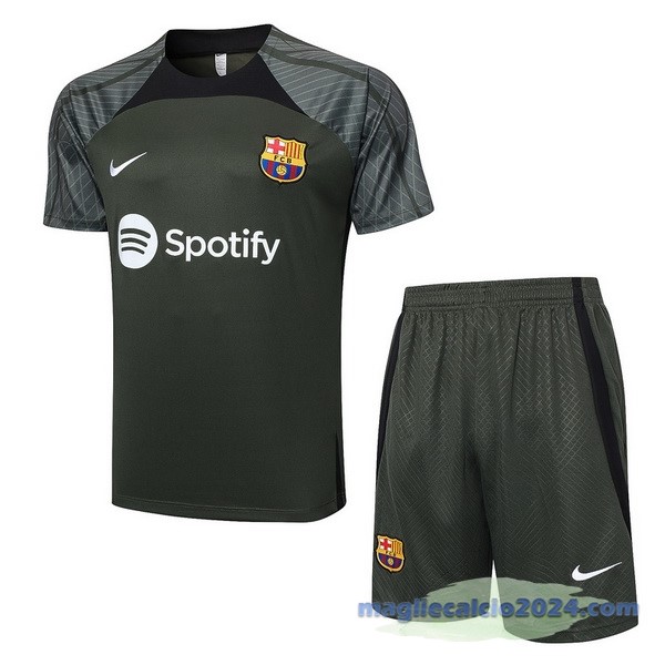 Entrenamiento Set Completo Barcelona 2023 2024 Verde I Navy Poco Prezzo