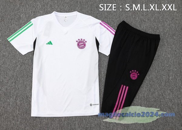 Entrenamiento Set Completo Bayern Múnich 2023 2024 Bianco Nero Purpureo Poco Prezzo