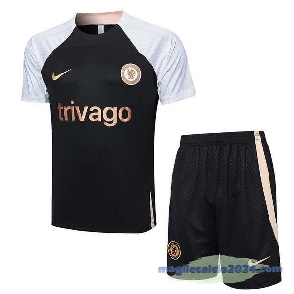 Entrenamiento Set Completo Chelsea 2023 2024 Nero Bianco Giallo Poco Prezzo