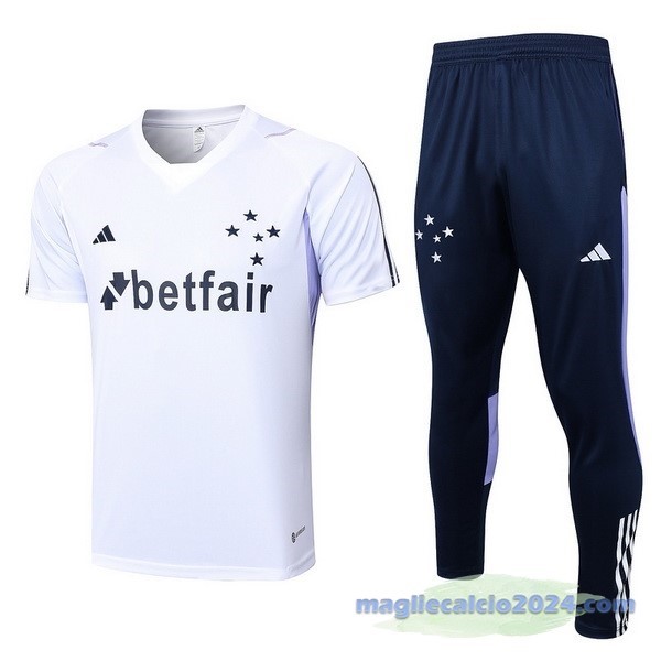 Entrenamiento Set Completo Cruzeiro 2023 2024 Bianco Blu Navy Poco Prezzo