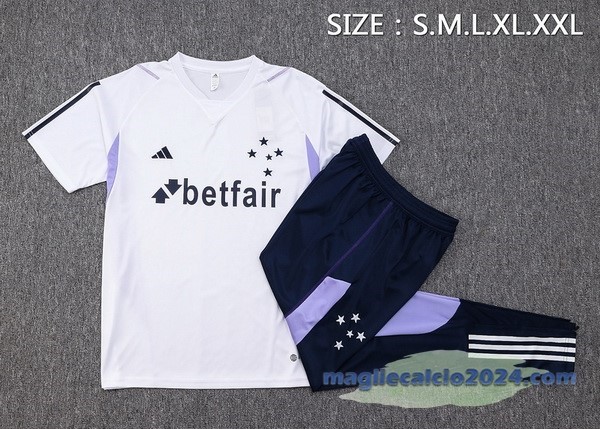 Entrenamiento Set Completo Cruzeiro 2023 2024 Bianco Blu Navy Poco Prezzo
