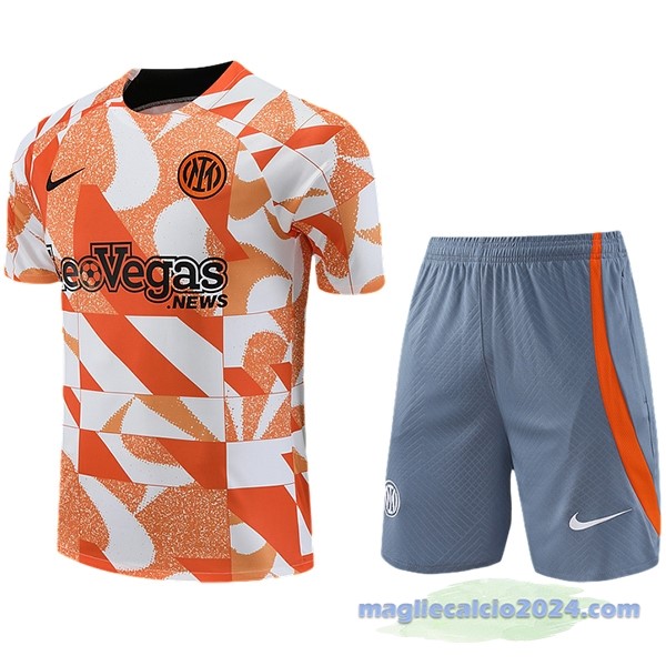 Entrenamiento Set Completo Inter Milán 2023 2024 Arancione Bianco Grigio Poco Prezzo