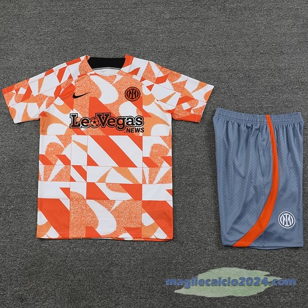 Entrenamiento Set Completo Inter Milán 2023 2024 Arancione Bianco Grigio Poco Prezzo