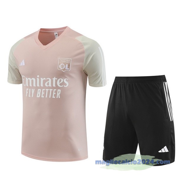 Entrenamiento Set Completo Lyon 2023 2024 Rosa Nero Poco Prezzo