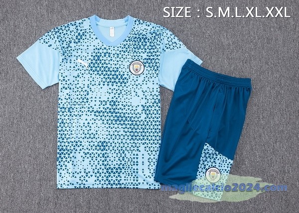 Entrenamiento Set Completo Manchester City 2023 2024 Blu Poco Prezzo