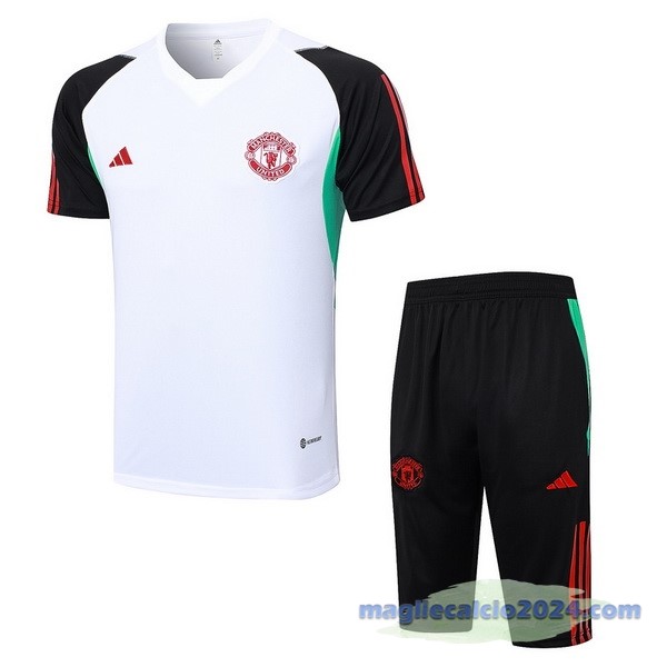 Entrenamiento Set Completo Manchester United 2023 2024 Bianco Nero Rosso Poco Prezzo