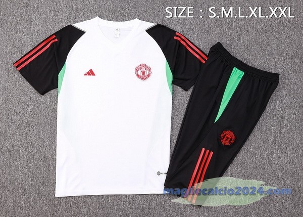 Entrenamiento Set Completo Manchester United 2023 2024 Bianco Nero Rosso Poco Prezzo