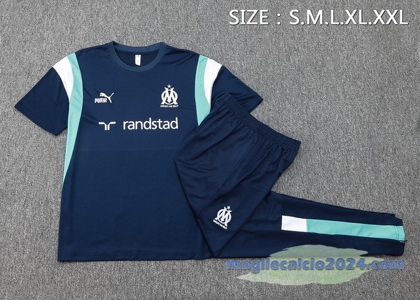 Entrenamiento Set Completo Marsella 2023 2024 Blu Navy Bianco Poco Prezzo