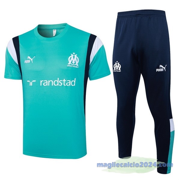 Entrenamiento Set Completo Marsella 2023 2024 Verde Bianco Blu Poco Prezzo