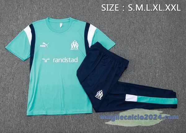 Entrenamiento Set Completo Marsella 2023 2024 Verde Bianco Blu Poco Prezzo