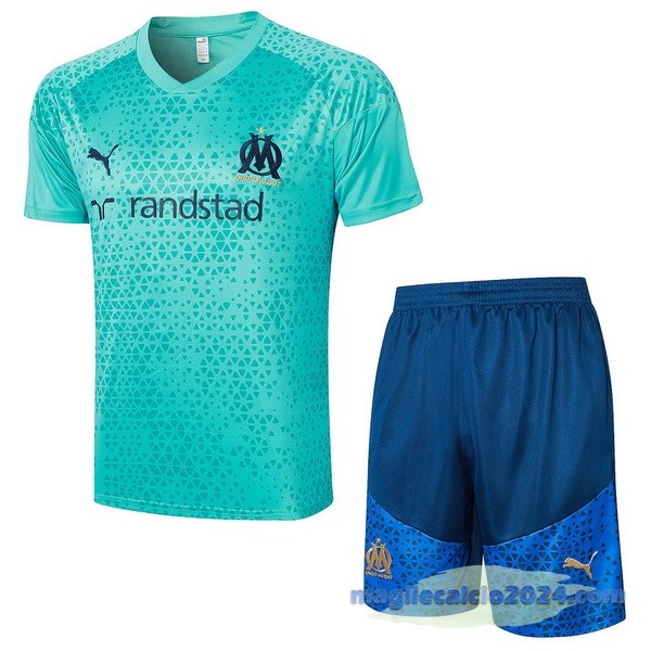 Entrenamiento Set Completo Marsella 2023 2024 Verde Blu Poco Prezzo