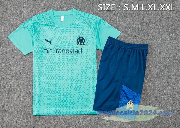 Entrenamiento Set Completo Marsella 2023 2024 Verde Blu Poco Prezzo