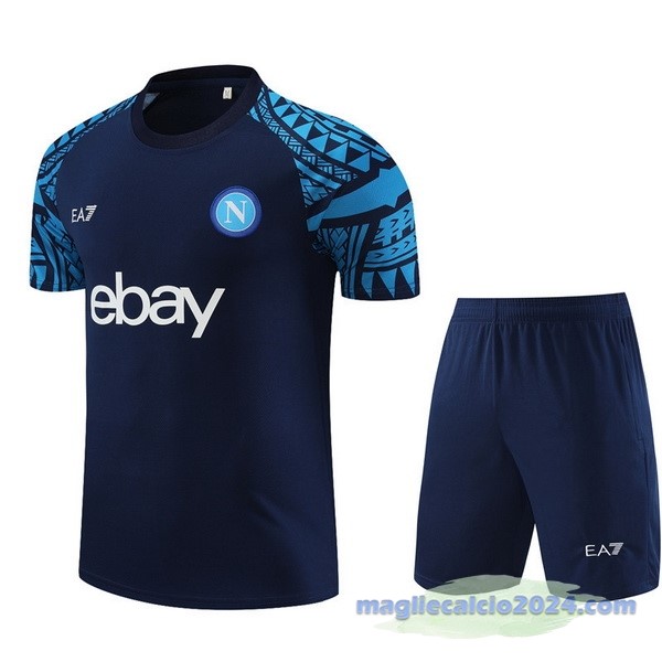 Entrenamiento Set Completo Napoli 2023 2024 Blu Navy Poco Prezzo