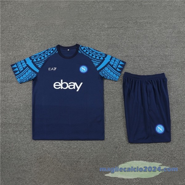 Entrenamiento Set Completo Napoli 2023 2024 Blu Navy Poco Prezzo