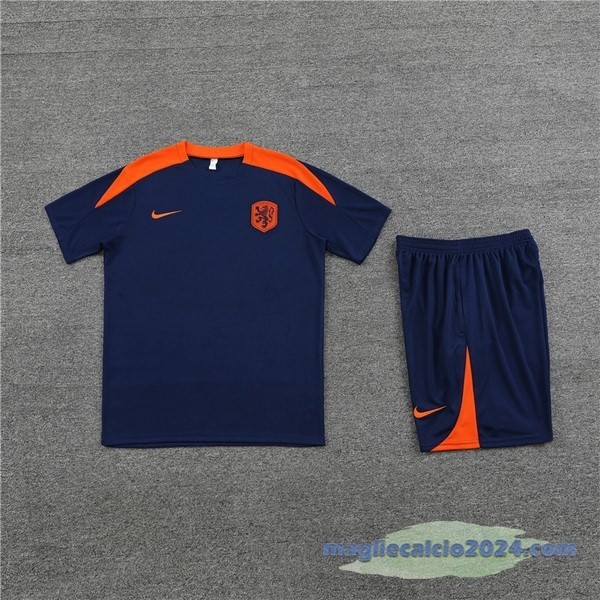 Entrenamiento Set Completo Paesi Bassi 2024 Blu Arancione Poco Prezzo