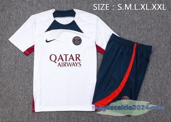 Entrenamiento Set Completo Paris Saint Germain 2023 2024 Bianco Rosso Blu Poco Prezzo