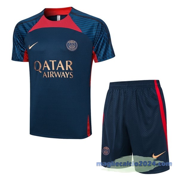Entrenamiento Set Completo Paris Saint Germain 2023 2024 Blu Navy Rosso Poco Prezzo