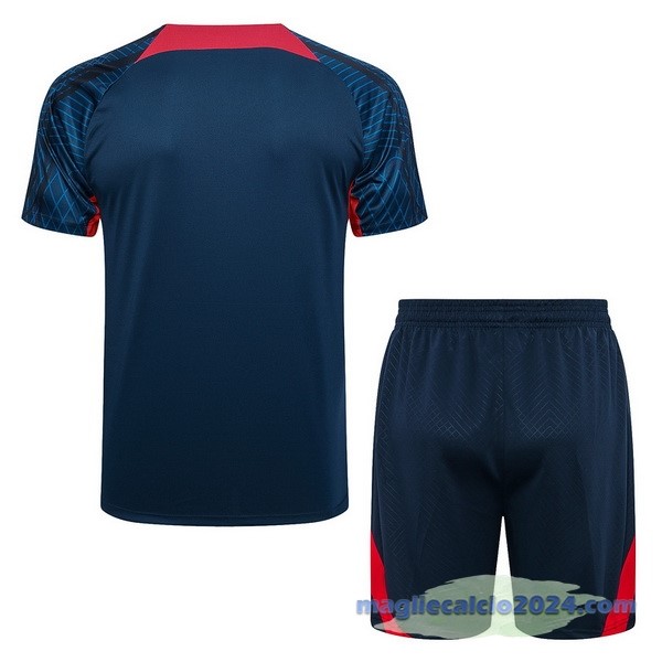 Entrenamiento Set Completo Paris Saint Germain 2023 2024 Blu Navy Rosso Poco Prezzo