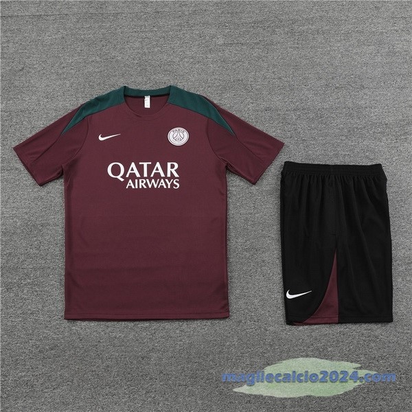 Entrenamiento Set Completo Paris Saint Germain 2023 2024 Borgogna Nero Poco Prezzo