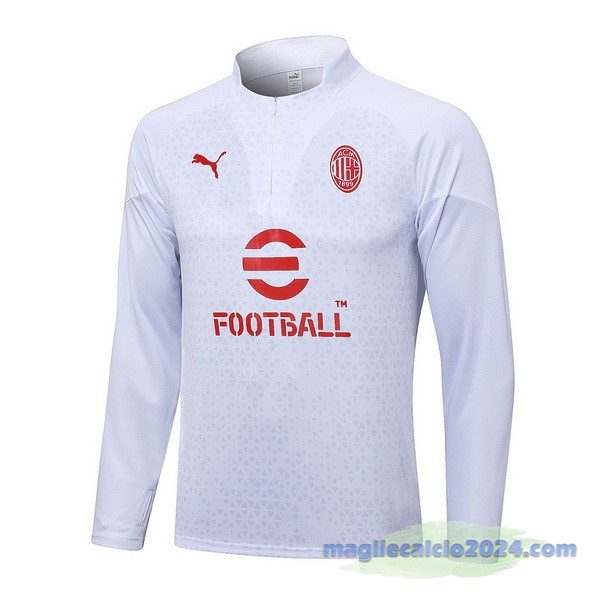 Felpa Allenamento AC Milan 2023 2024 Bianco I Rosso Poco Prezzo