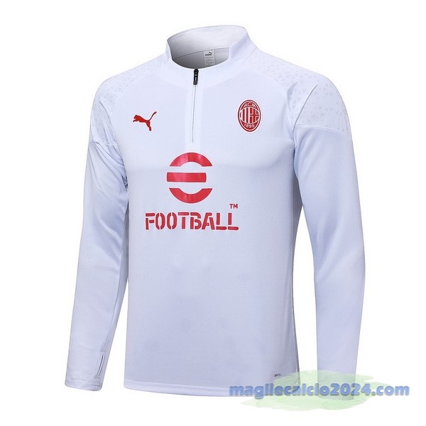 Felpa Allenamento AC Milan 2023 2024 Bianco Rosso Poco Prezzo